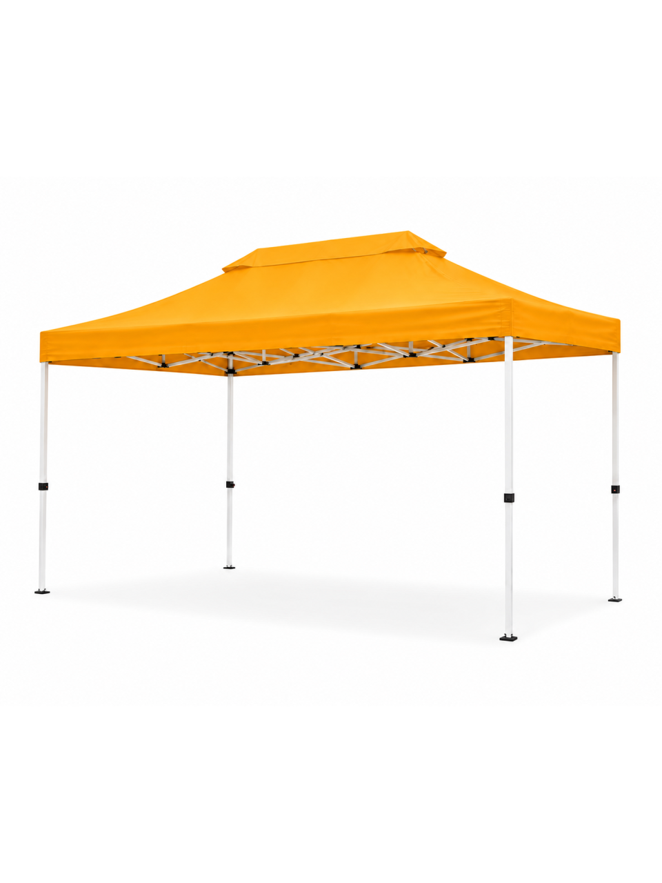 Beyaz fonda sarı üst şapkalı 3x4,5 beyaz gazebo iskelet takımı