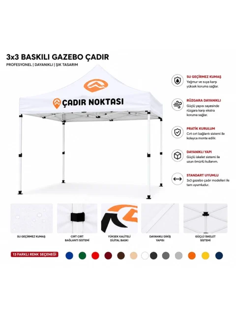 Baskılı Özel Tasarım Gazebo Çadır – Logo Baskılı ürün görseli