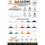 GAZEBO ÇADIR 3×3 30’LUK BEYAZ İSKELET TAKIMI - Görsel 2