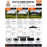 GAZEBO ÇADIR 3×3 30’LUK BEYAZ İSKELET TAKIMI - Görsel 5