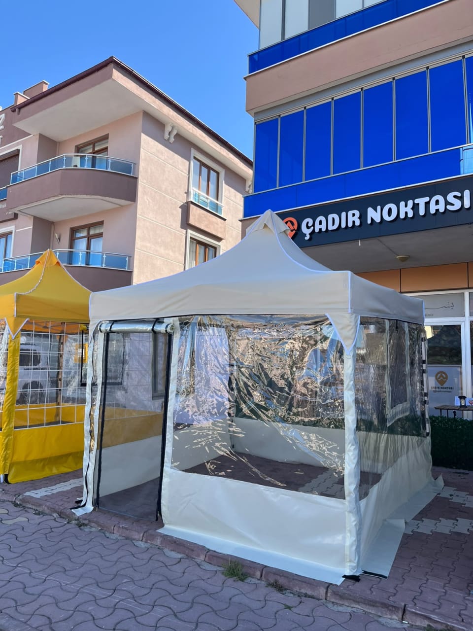 CADNOX Vistral 3×3 şeffaf kış bahçesi kamp çadırı – beyaz genel görünüm