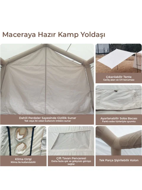 HABL 12 Kişilik 12 m² – Tenteli Gölgelikli Şişme Çadır 400x300x235 cm detay görseli 1
