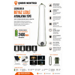 Şişirilebilir Beyaz Ledli Aydınlatma Tüpü USB Ve Güneş Enerjisi Şarjlı Armatür