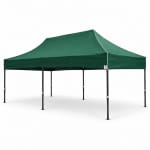 Beyaz zeminde düzgün yeşil üst bezli 3×6 Premium gazebo çadır ve altı ayaklı 40’lık siyah iskelet