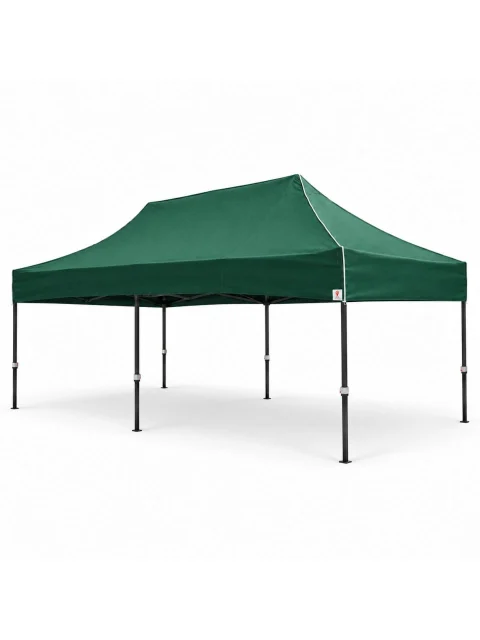 Beyaz zeminde düzgün yeşil üst bezli 3×6 Premium gazebo çadır ve altı ayaklı 40’lık siyah iskelet