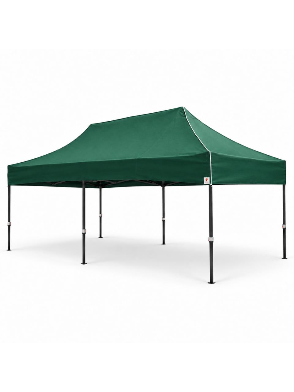 Beyaz zeminde düzgün yeşil üst bezli 3×6 Premium gazebo çadır ve altı ayaklı 40’lık siyah iskelet