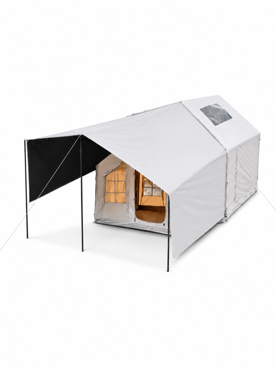 HABL 8 kişilik 8 m² tenteli şişme çadır, beyaz fonda kurulu görünüm