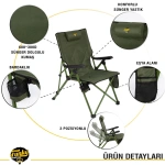 Comfort 3 Kademeli Katlanabilir Kamp Sandalyesi - Haki - Görsel 8