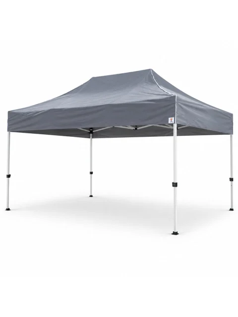 Beyaz zeminde gri üst bezli 3×4,5 gazebo çadır ve 30’luk beyaz iskelet takımı