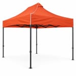 CADNOX 3×2 gazebo çadır, turuncu üst tavan ve 40’lık Premium siyah iskeletle beyaz zeminde