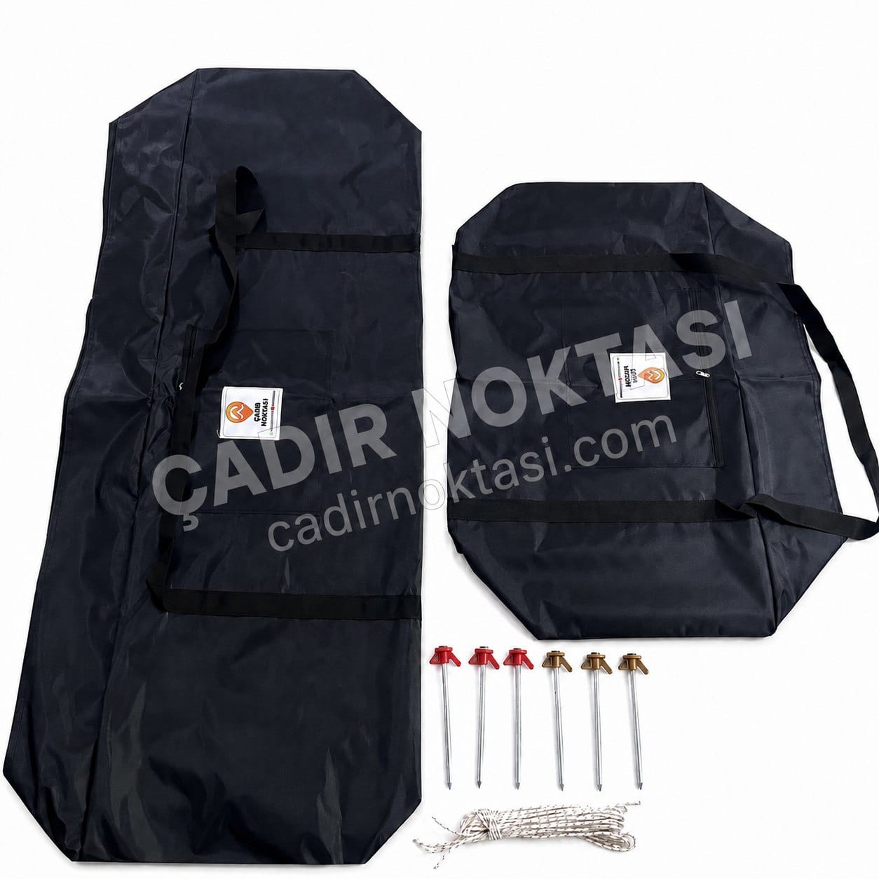İskelet ve kit çantaları, 6 kazık ve ip seti