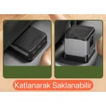 Katlanır portatif kamp tuvaletinin katlanmış ve kurulu görünümü