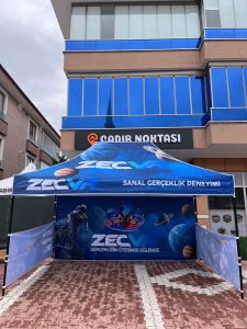 ZEC VR Sanal Gerçeklik için üretilen baskılı gazebo çadır – Çadır Noktası