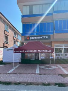 Çeltikçi Mahallesi Muhtarlığı için üretilen baskılı gazebo çadır – Çadır Noktası