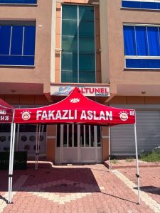 Fakazlı Aslan için üretilen baskılı gazebo çadır – Çadır Noktası