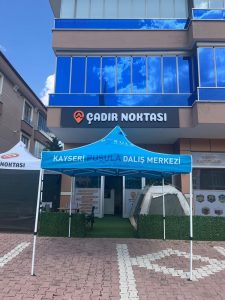 Kayseri Pusula Dalış Merkezi için üretilen baskılı gazebo çadır – Çadır Noktası