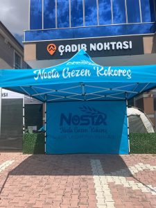 Nosta Gezen Kokoreç için üretilen baskılı gazebo çadır – Çadır Noktası