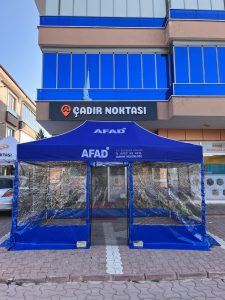 AFAD Eskişehir İl Afet ve Acil Durum Müdürlüğü için üretilen baskılı gazebo çadır – Çadır Noktası