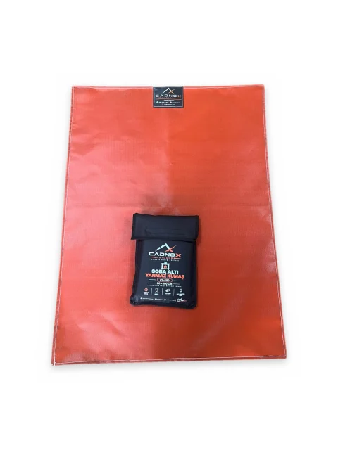 CADNOX Soba Altı Yanmaz Kumaş CX-S80, 80×100 cm altlık ve taşıma çantası