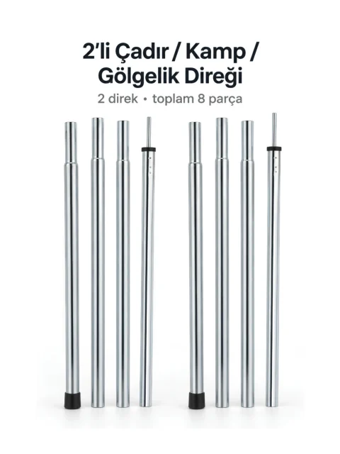 2'li gölgelik direği seti 210 cm – çadır, tarp ve tente direği, 8 parça