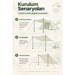 2 gölgelik direği ile çadır önü uzatma, plaj gölgeliği ve tarp kurulumu