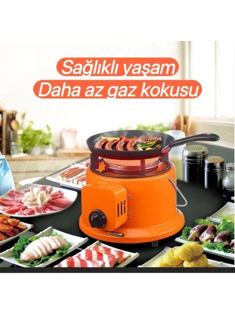 Portatif Tüplü Soba ile Barbekü ve Tava Pişirme